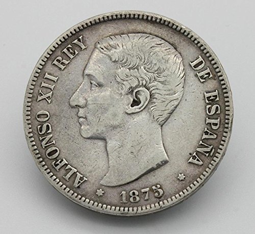 Desconocido Moneda de 5 Pesetas de Plata del Año 1875 Durante La Epoca del Rey Alfonso XII. Moneda Coleccionable. Moneda Antigua. Desconocido Moneda de 5 Pesetas de Plata del Año 1875 Durante La Epoca del Rey Alfonso XII. Moneda Coleccionable. Moneda Antigua.