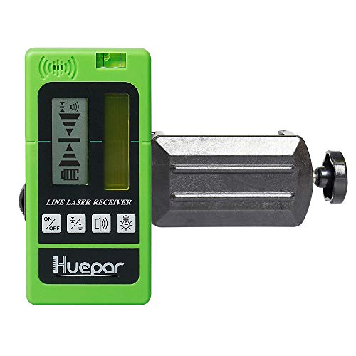 Detector láser para nivel láser de línea, receptor láser digital Huepar LR-5RG usado con láser de línea pulsante de hasta 50m, detección de rayos láser verde y rojo, pantallas LED de dos lados