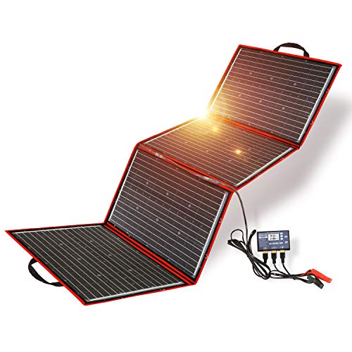 DOKIO - Panel solar, 200 W, 12 V, monocristalino, plegable, con controlador de carga inversor