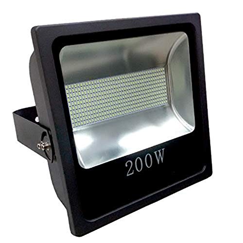 Foco Proyector LED 200W Alta Potencia Luz Blanco Frio K6000 IP65 Luminaria Exterior Estadio Jardin Fachada Nave industrial Gasolineras Futbol Tenis Padel Restaurante