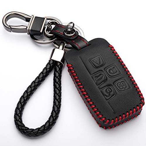 Funda de Cuero para Llave Coche Land Rover Discovery 4 LR4 Range Rover Sport Evoque Jaguar XE XF XJ F-Pace F-Type 5 Botones Carcasa Piel Cover de Mando y Control de Auto Funda de Cuero para Llave Coche Land Rover Discovery 4 LR4 Range Rover Sport Evoque Jaguar XE XF XJ F-Pace F-Type 5 Botones Carcasa Piel Cover de Mando y Control de Auto