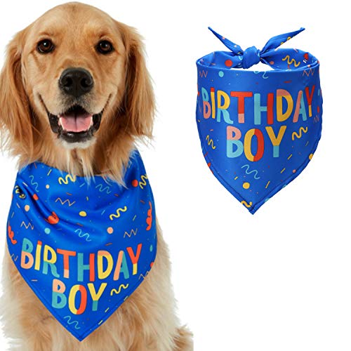 HAPPY HACHI Cumpleaños Bandana Perro Pañuelo Perrito Suave Adorable Bufandas Perro Hembra Macho Pequeño Grande Decoración Fiesta Regalo De Cumpleaños Azul