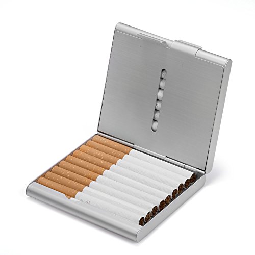 HBF Pitilleras Para Hombre Caja De Cigarillo Metal Pitillera Cigarrillos Hombre Para Introducir 20 Cigarrillo Color Plateado