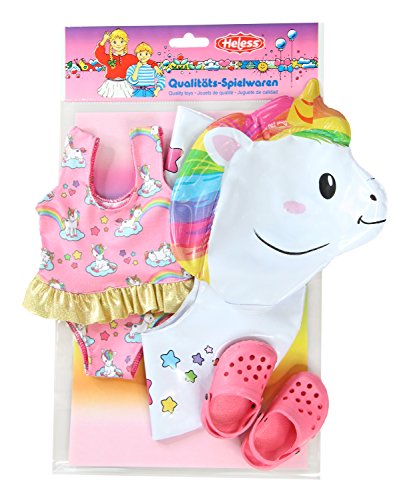 Heless- Set de natación para muñecas, Unicornio Henri, Color carbón, Größe 35-45 cm (66)