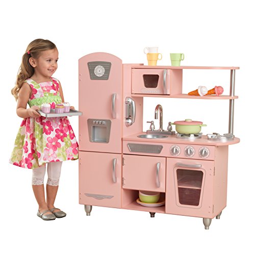 KidKraft 53179 - Cocina de juguete de madera vintage rosa para niños con teléfono incluido para juegos de dramatizaciòn , Color Rosa KidKraft 53179 - Cocina de juguete de madera vintage rosa para niños con teléfono incluido para juegos de dramatizaciòn , Color Rosa