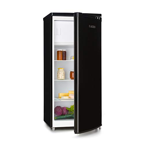 Klarstein Samara L Nevera - Nevera con 165 litros, Congelador de 16 litros, Eficiencia energética de tipo A+, Cajón para verdura, 3 baldas de vidrio, 5 compartimentos en la puerta, Negro