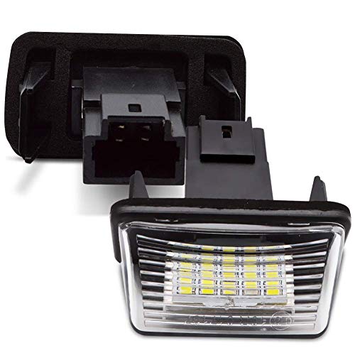 LncBoc LED Luz de la matrícula para coche Lámpara Numero plato luces Bulbos 3W 12V 18SMD con CanBus No hay error 6000K Xenón Blanco frio para 206/207/306/307/308/406/407, 2 Piezas