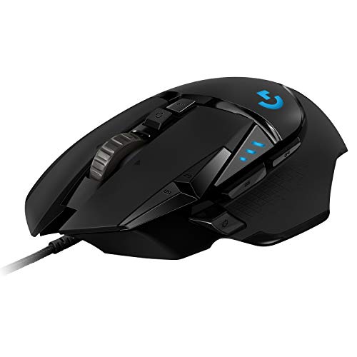 Logitech G502 HERO Ratón Gaming con Cable Alto Rendimiento, Sensor HERO 16K, 16 000 DPI, RGB, Peso Personalizable, 11 Botones Programables, Memoria Integrada, PC /Mac - Negro