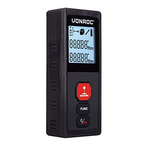 Medidor láser, 30 metros de alcance, mide longitudes (M1), superficies (m²) y volúmenes (m³) Medidor láser, 30 metros de alcance, mide longitudes (M1), superficies (m²) y volúmenes (m³)