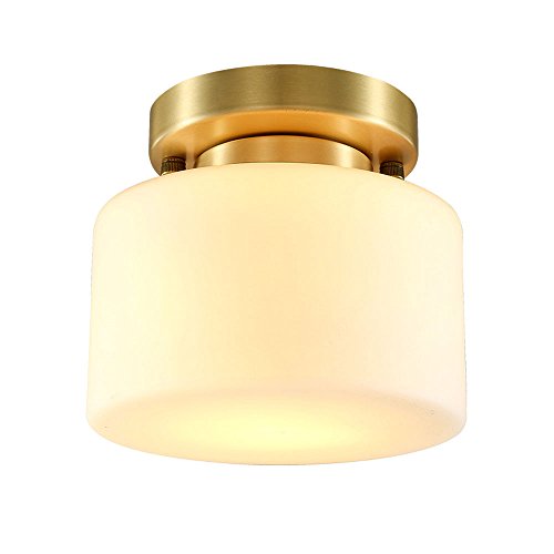 Moderno toque minimalista Cobre Pasillo lámpara clásica mate cristal sombra dorada – Lámpara de techo Salón Dormitorio Luxus plafón φ20 cm E27 (No Incluidas)