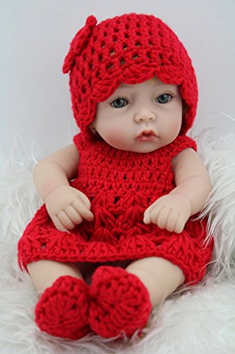 Nicery 11inch Renacido de la Reborn muñeca del silicón duro Vinilo 28cm impermeable chica de juguete de regalo Sombrero Vestido Rojo Reborn Baby Reborn Doll