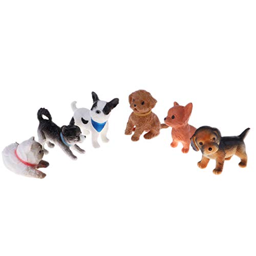 non-brand 6 Unids 1/12 Figura de Perros Gatos en Miniatura Accesorios para Casa de Muñecas