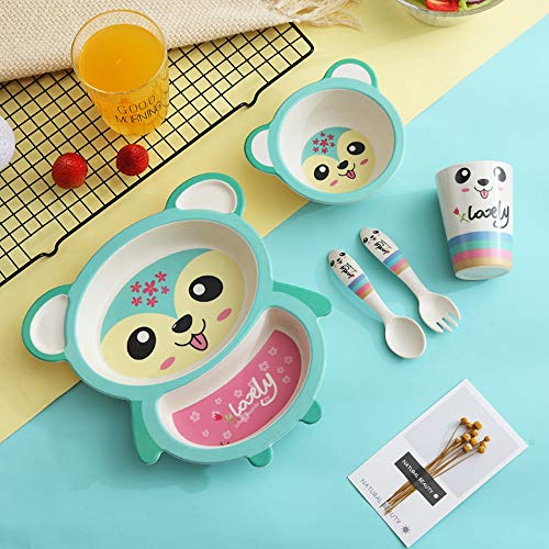Nuevo animal 5 Juego de vajilla Bebé Plato Tazón Tenedor Cuchara Taza Juego Tazones de fuente Fibra de bambú natural Dibujos animados Lindo Alimentación infantil Vajilla para niños Vajilla-Azul Nuevo animal 5 Juego de vajilla Bebé Plato Tazón Tenedor Cuchara Taza Juego Tazones de fuente Fibra de bambú natural Dibujos animados Lindo Alimentación infantil Vajilla para niños Vajilla-Azul