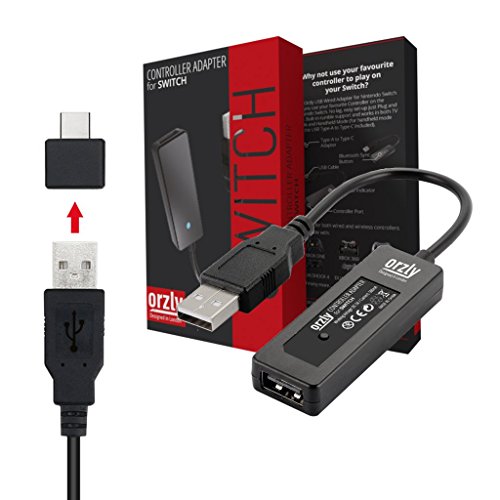 ORZLY Convertidor Dongle Pro USB Inalámbrico para la Nintendo Switch - Incluye Adaptador Tipo C para uso en el modo GamePad - (Compatible con la mayoría de las XBOX, Playstation y Mandos BluTooth)