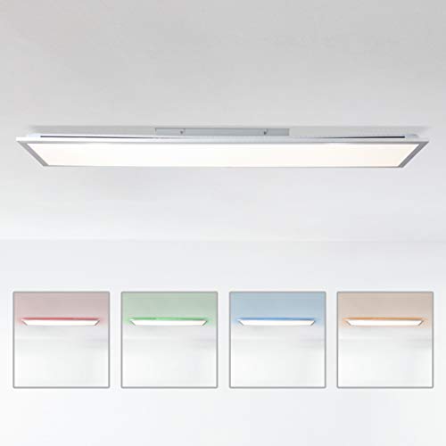 Panel LED de techo regulable mediante mando a distancia, 120 x 30 cm, 42 W de metal/plástico en plata/blanco