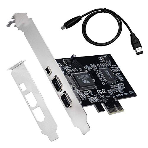 QNINE Tarjeta Firewire, adaptador PCIe Firewire 800 para Windows 10 con soporte y cable de perfil bajo, 3 puertos (2 x 6 pines y 1 x 4 pines) Tarjeta controladora PCI Express IEEE 1394 para Windows 7