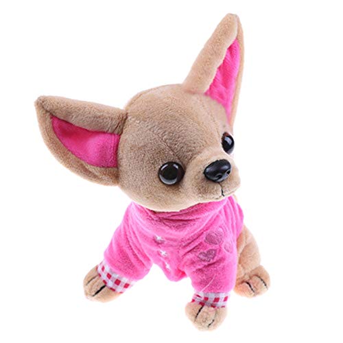 RETYLY 1 Pieza 17Cm Perrito Chihuahua Juguete para Ni？os Kawaii Mu？eca Animal De Simulación Regalo De Cumplea？os para Ni？as Ni？os Juguete De Felpa Perro De Peluche Lindo Róseo