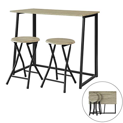 SoBuy OGT18-N,ES Set Mesa Alta de Bar y 2 Taburetes,Mueble Plegable para Cocina (2 Taburetes)