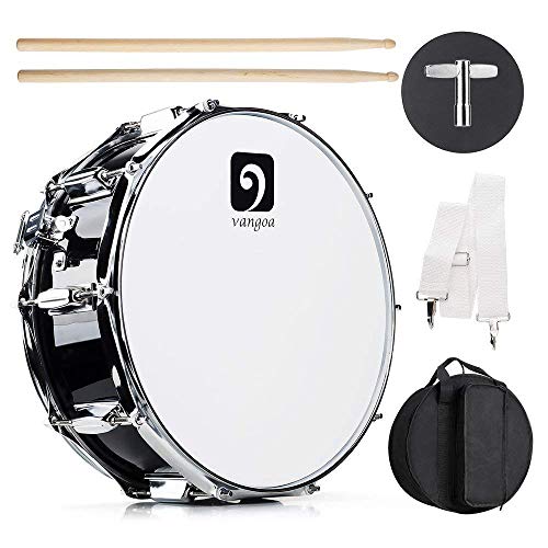 Vangoa Tambor de 14 pulgadas, 10 clavijas de afinación, cavidad de madera de arce, 14 x 5.5 pulgadas Snare Drum con Accesorios Ricos Vangoa Tambor de 14 pulgadas, 10 clavijas de afinación, cavidad de madera de arce, 14 x 5.5 pulgadas Snare Drum con Accesorios Ricos