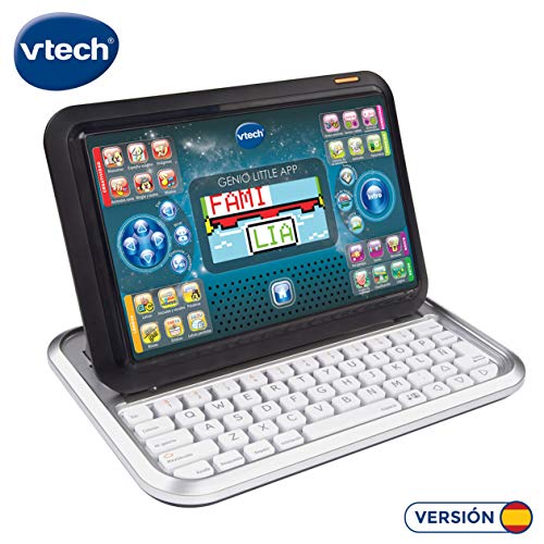 VTech Genio Little App, Juguete para aprender en casa, ordenador tablet educativo para jugar en dos modos distintos, 80 actividades que enseñan letras, inglés, matemáticas, ciencias, negro (80-155522) VTech Genio Little App, Juguete para aprender en casa, ordenador tablet educativo para jugar en dos modos distintos, 80 actividades que enseñan letras, inglés, matemáticas, ciencias, negro (80-155522)