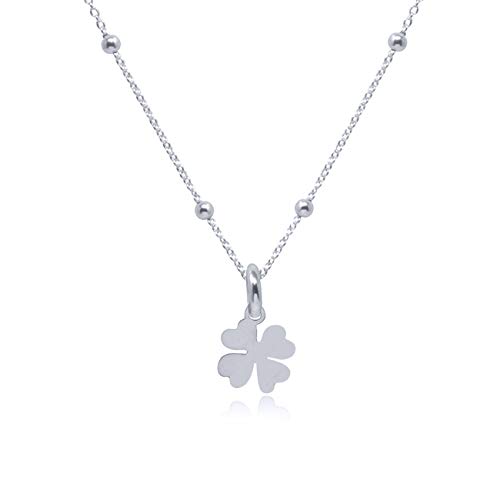 WANDA PLATA Collar con Colgante Trébol de Cuatro Hojas para Mujer, Chica Joven, Niña en Plata de Ley 925, Gargantilla Collar Suerte en Caja de Regalo WANDA PLATA Collar con Colgante Trébol de Cuatro Hojas para Mujer, Chica Joven, Niña en Plata de Ley 925, Gargantilla Collar Suerte en Caja de Regalo