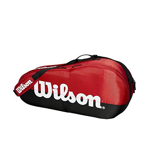 Wilson Bolsa para raquetas de tenis, Team, 1 compartimento, Hasta 3 raquetas, Rojo/negro/blanco, WRZ857903