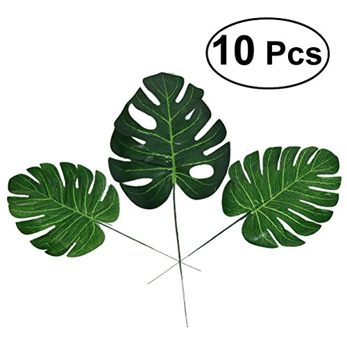 WINOMO hojas de Palma artificiales - planta artificial para decoración de fiesta Luau hawaiano playa fiesta temática 10pcs - L