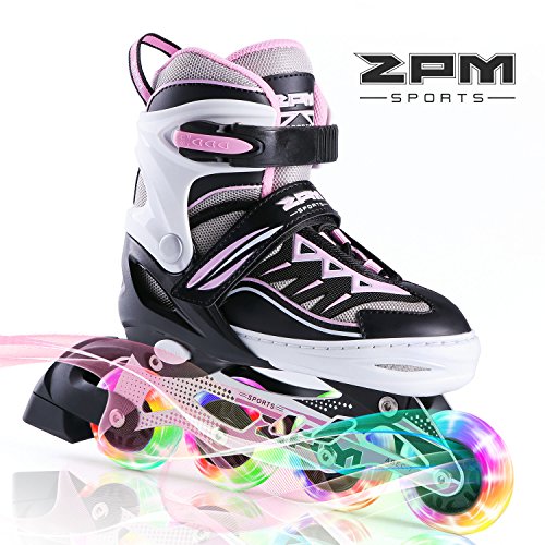 2PM SPORTS Cytia Ajustable Iluminación Patines en línea para niños y Adolescentes con luz Completa hasta LED Ruedas, Diversión Flashing Roller Blades para niños y niñass - Pink M(32-35EU)