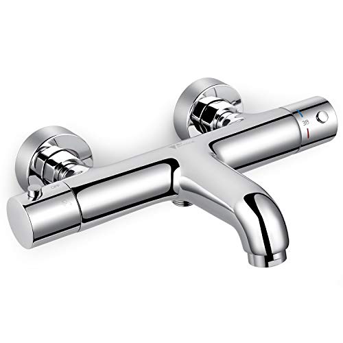 Amzdeal Grifo Termostatico Bañera, Mezclador Termostático Bañera 20-50℃, Griferia Termostatica Bañera con el Botón de Seguridad 38 ℃, En La Pared Termostato De Ducha Y Bañera, Cromado / AZ015A Amzdeal Grifo Termostatico Bañera, Mezclador Termostático Bañera 20-50℃, Griferia Termostatica Bañera con el Botón de Seguridad 38 ℃, En La Pared Termostato De Ducha Y Bañera, Cromado / AZ015A