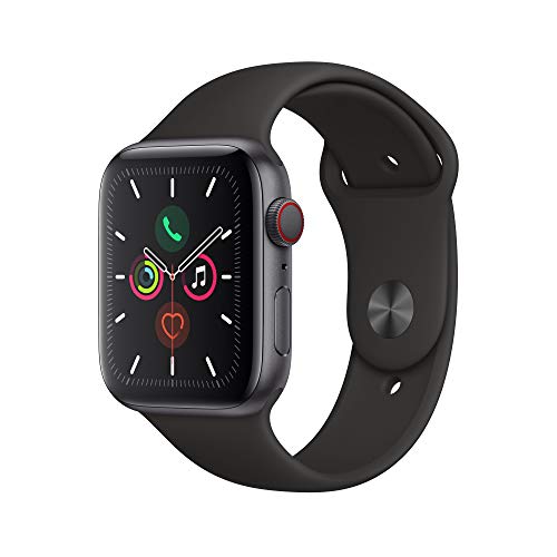 Apple Watch Series 5 (GPS + Cellular, 44 mm)  Aluminio en Gris espacial - Correa Deportiva Negro