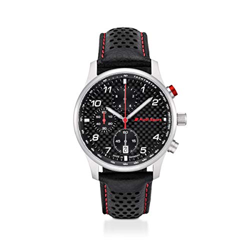 Audi 3101900500 Reloj de Pulsera para Hombre con cronógrafo, Piel de Carbono, Color Plateado, Negro/Plata Audi 3101900500 Reloj de Pulsera para Hombre con cronógrafo, Piel de Carbono, Color Plateado, Negro/Plata
