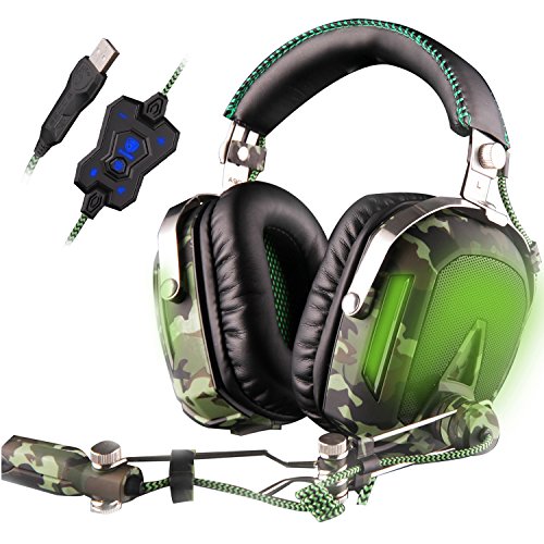 Auriculares gaming Sades Pro para ordenador, con diadema, iluminación LED, sonido envolvente y control de volumen (para PC) Auriculares gaming Sades Pro para ordenador, con diadema, iluminación LED, sonido envolvente y control de volumen (para PC)