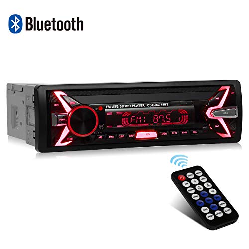 Autoradio Bluetooth Coche WesKimed 7 Retroiluminación en Color Coche Stereo Auto Radio Universal para automóvil Receptor estéreo 1 DIN Bluetooth USB/SD/AUX/FM Control Remoto,Panel Desmontable