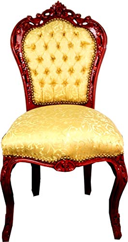 Casa-Padrino - Silla de Comedor barroca, diseño Dorado/marrón Caoba - Muebles barrocos de Estilo Antiguo