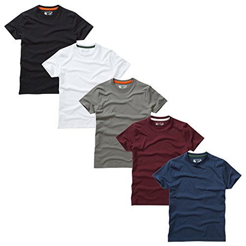 Charles Wilson Paquete 5 Camisetas Cuello Redondo Lisas (Medium, Essentials)