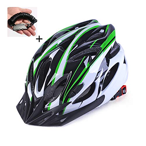 Cycle Helmet, Casco de Bicicleta Unisex con Mini Juego de Cerradura de Combinación-Verde Negro