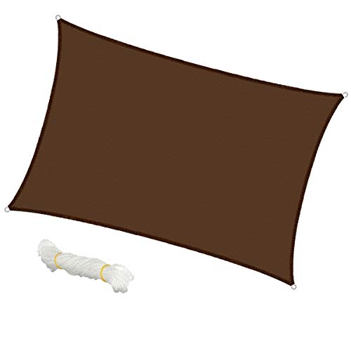 ECD Germany Toldo Vela de Sombra Rectangular - 4x6 m - Marrón - HDPE - con protección UV - Incluye cables tensores - Parasol Resistente a la Intemperie - Protección Solar para balcón, terraza, jardín ECD Germany Toldo Vela de Sombra Rectangular - 4x6 m - Marrón - HDPE - con protección UV - Incluye cables tensores - Parasol Resistente a la Intemperie - Protección Solar para balcón, terraza, jardín