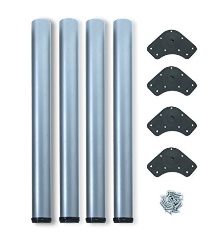EMUCA - Patas de Mesa Regulables Ø60x710mm, Kit de 4 Patas de Acero, Altura Regulable 710-730mm, Acabado Gris Metalizado EMUCA - Patas de Mesa Regulables Ø60x710mm, Kit de 4 Patas de Acero, Altura Regulable 710-730mm, Acabado Gris Metalizado