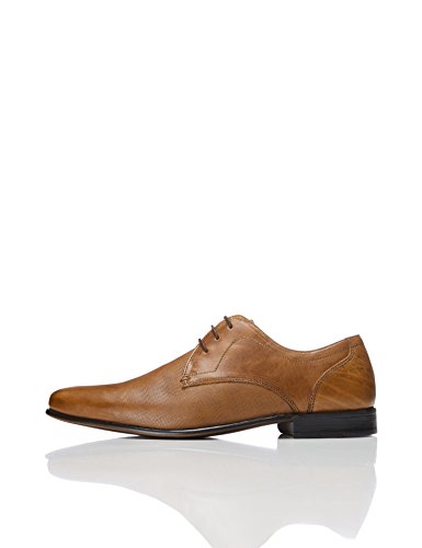find. Zapato de Cordones con Textura en Piel para Hombre, Marrón (Tan), 42 EU