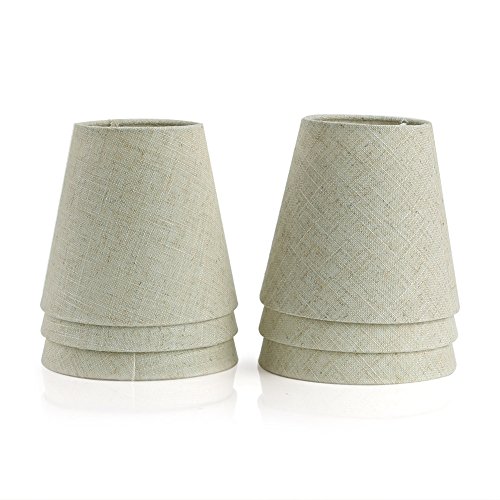 Fuloon 6 Piezas Pantalla de Tela Tejida para E14 lámpara de Vela de cristal/lámpara de Pared (Beige) Fuloon 6 Piezas Pantalla de Tela Tejida para E14 lámpara de Vela de cristal/lámpara de Pared (Beige)