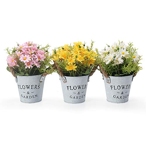 GoMaihe Pequeña Margarita Artificiales Decoración Jarrones, Flores Artificiales Decorativas Maceta 3Pcs, Plantas Artificiales Adecuado para El Hogar Oficina Decoración Jardín Baño Cocina Balcón GoMaihe Pequeña Margarita Artificiales Decoración Jarrones, Flores Artificiales Decorativas Maceta 3Pcs, Plantas Artificiales Adecuado para El Hogar Oficina Decoración Jardín Baño Cocina Balcón