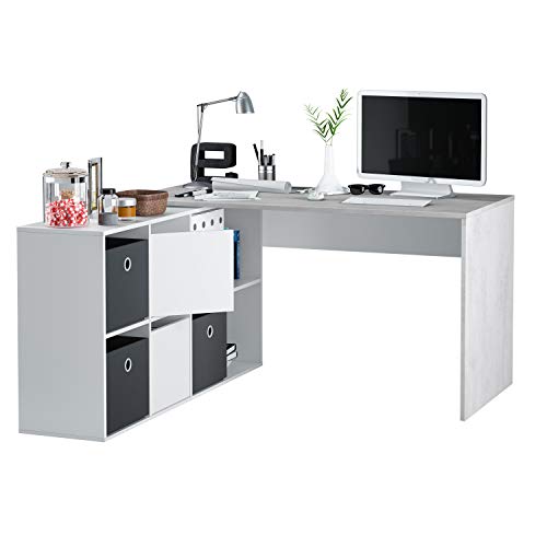 Habitdesign - Mesa Escritorio, Mesa despacho Reversible, Estudio Modelo Adapta XL, Medidas: (Gris Cemento y Blanco Artik) Habitdesign - Mesa Escritorio, Mesa despacho Reversible, Estudio Modelo Adapta XL, Medidas: (Gris Cemento y Blanco Artik)