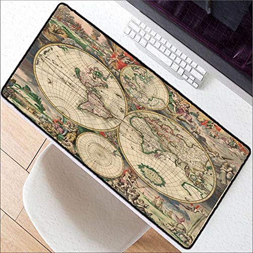 HONGHUAHUI Alfombrilla de ratón grande Mapa del mundo antiguo Ordenador portátil Alfombrilla de juego Alfombrillas de ratón Práctico Escritorio de oficina Superficie de descanso,400X800X3MM HONGHUAHUI Alfombrilla de ratón grande Mapa del mundo antiguo Ordenador portátil Alfombrilla de juego Alfombrillas de ratón Práctico Escritorio de oficina Superficie de descanso,400X800X3MM