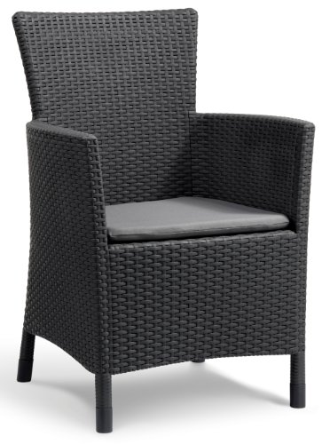 Keter Iowa Sillón de exterior e interior con cojín incluido, Grafito Keter Iowa Sillón de exterior e interior con cojín incluido, Grafito