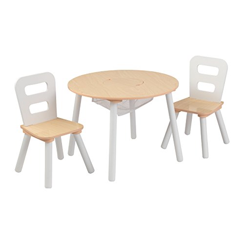 KidKraft 27027- Mesa de madera redonda natural y blanca con 2 sillas, para sala de juegos para niños / muebles de dormitorio , Color Natural y Blanco KidKraft 27027- Mesa de madera redonda natural y blanca con 2 sillas, para sala de juegos para niños / muebles de dormitorio , Color Natural y Blanco