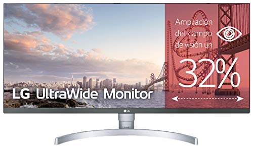 LG 34WK650-W - Monitor Profesional UltraWide FHD de 86,6 cm (34") con Panel IPS (2560 x 1080 píxeles, 21:9, 300 cd/m², sRGB >99%, 1000:1, 5 ms, 75 Hz) Color Blanco y Plata
