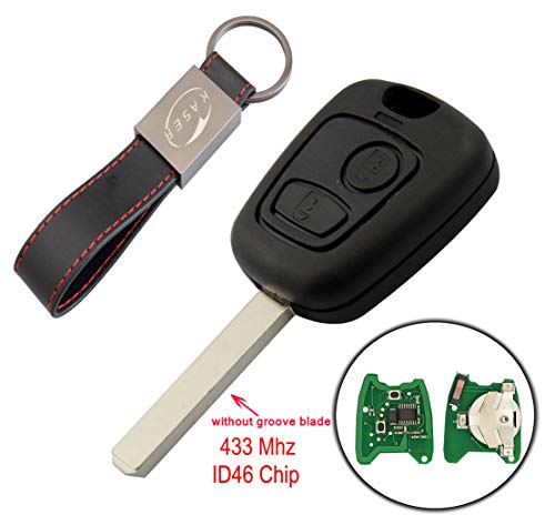 Llave para Peugeot con Tarjeta Electrónica – 2 Botones para 307 207 Citroen C1 C2 C3 (ID46 433 MHz Chip) Transponder Mando a Distancia Coche con Llavero KASER Llave para Peugeot con Tarjeta Electrónica – 2 Botones para 307 207 Citroen C1 C2 C3 (ID46 433 MHz Chip) Transponder Mando a Distancia Coche con Llavero KASER