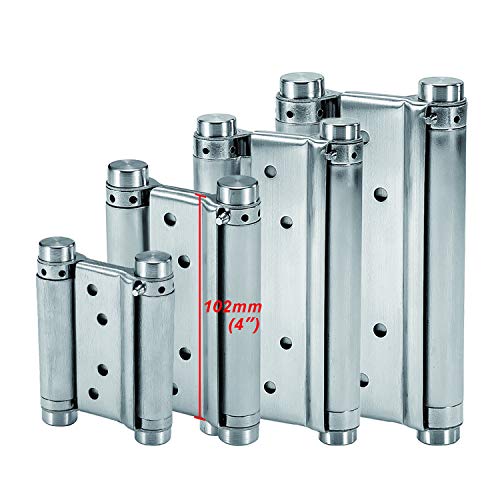 LOOTICH Bisagras de Acero Inoxidable de Doble Acción para Puerta Abatible Bisagra (102mm) de Cierre Automático para Puertas Oscilantes de Mostrador Saloon Café Bar Hasta 32kg (2 PCS)