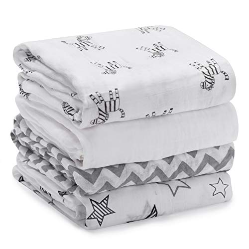Mantas Swaddle Bebé de Envoltura de Muselina 120cm x 120 cm- Momcozy Multiuso Paquete de 4 Mantas Cuadradas Grandes para Envolver Bebés Recién Nacidos, de Algodón Orgánico de Bambú Mantas Swaddle Bebé de Envoltura de Muselina 120cm x 120 cm- Momcozy Multiuso Paquete de 4 Mantas Cuadradas Grandes para Envolver Bebés Recién Nacidos, de Algodón Orgánico de Bambú