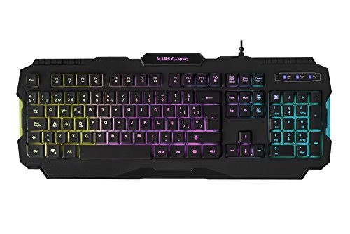 MARSGAMING Mars Gaming MRK0, Teclado Gaming PC, RGB Rainbow, 3 Modos iluminación,15 Funciones